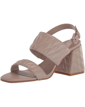 Karl Lagerfeld Paris Sarina Quilted Open Toe Leather Heeled Sandal - Metallic