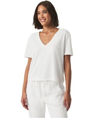 Splendid Kacey Crochet V-neck Tee - White