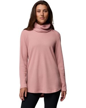 Columbia S Holly Hideaway Waffle Cowl Neck Pullover - Pink