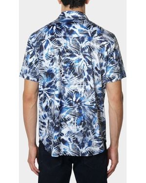 Robert Graham S, Donato S/s Woven Button Down Shirt, Premium Cotton Knit Top, Classic-fit & Richly Detailed Blue