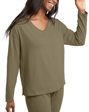 Hanes Originals Raw Edge Long Sleeve T - Green