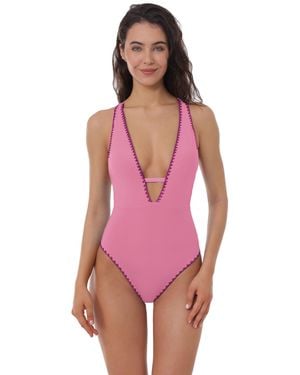 Lucky Brand Lucky Standard Marbella Maillot One Piece Swimsuit - Pink