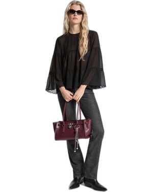 MICHAEL Michael Kors Tiered Long Sleeve Blouse - Black
