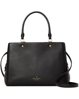 Kate Spade Leila Pebbled Leather Medium Triple Compartment Satchel - Black