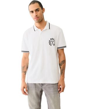 True Religion Ss Buddha Patch Polo | Short Sleeve Polo Shirt With Buddha Logo | Optic White- Xxxl