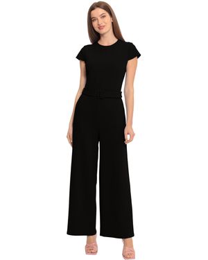 Maggy London Cap Sleeve Belted Jumpsuit - Black