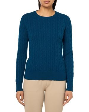 Brooks Brothers Cashmere Wool Cable Crewneck Sweater - Blue