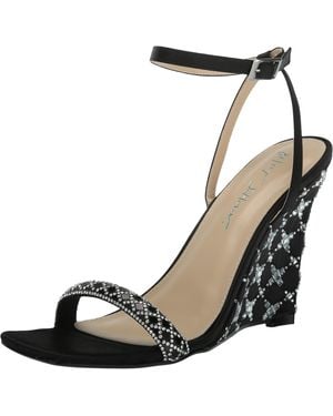 Betsey Johnson Simon Wedge Sandals 1-2 Inch Heel Shoes, Synthetic - Black