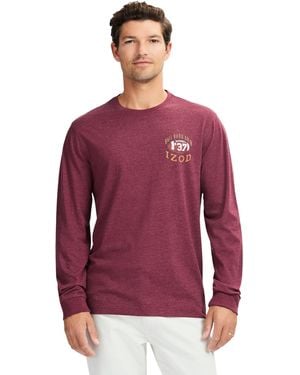 Izod Long Sleeve Graphic Tee Shirt - Red