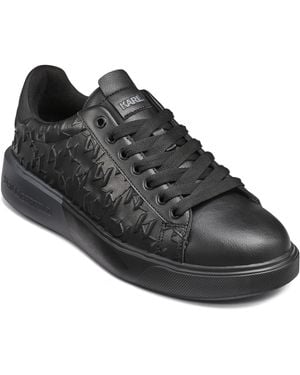 Karl Lagerfeld Paris Leather Lightweight Sneaker With Embossed Logo - Black