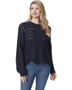 Jessica Simpson S Fayette Crew Nexk Boxy Fit Scalloped Sweater Pullover Standard - Blue