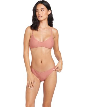 Volcom Standard Simply Solid Crop Scoop Neck Bikini Top - Pink