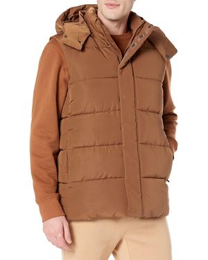Amazon Essentials Relaxed-fit Water Repellent Recycled Polyester Hooded Puffer Vest - Brown