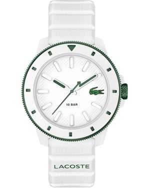 Lacoste Zeiger-Quarzwerk für Kollektion .12.12 Scuba mit Weisses Silikonarmband - Mettallic