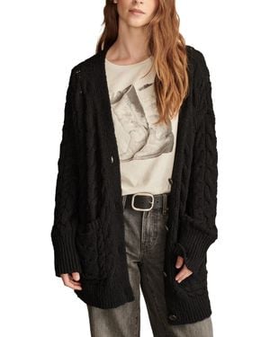Lucky Brand Cable Crew Cardi - Black