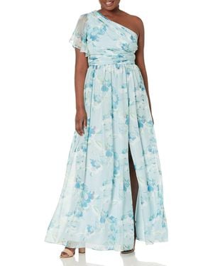 Adrianna Papell One Shoulder Long Dress - Blue
