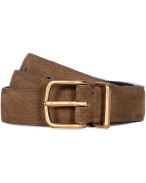 Vince S 1 Inch Suede Fe Belt With Metal Loop - Brown