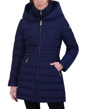 Laundry by Shelli Segal Mid Length Windbreaker Puffer Jacket - Blue