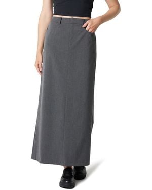 The Drop Denis Woven Long Column Skirt Jupe - Gris