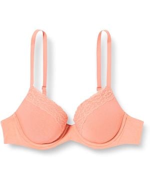 Amazon Essentials Reggiseno a Copertura Totale in Cotone e Pizzo Leggermente Foderato Donna - Marrone