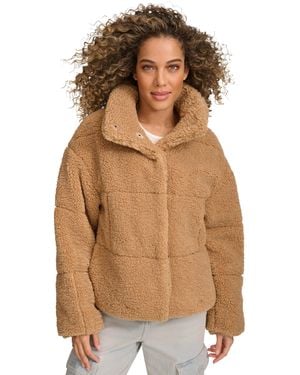 Levi's Patchwork Quilted Teddy Coat - Brown