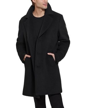Guess Gus Single Breasted Overcoat Quilted Bib - Black