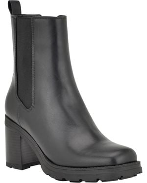 Nine West Conga 3 Block Heel Faux Leather Mid-Calf Boots - Black