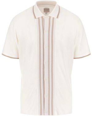 Guess Eco Short Sleeve Tyler Stripe Sweater Polo - White