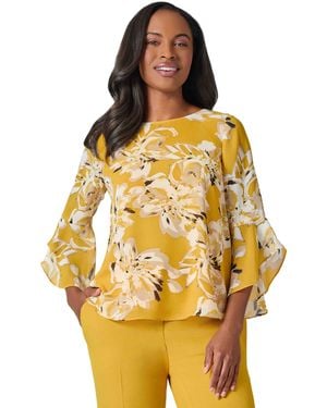 Kasper Ruffle Sleeve Blouse - Metallic