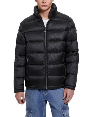 Guess Adam Quilted Hooded Zip Puffer - Schwarz