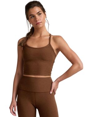Beyond Yoga Spacedye Slim Racerback Cropped Tank Bold Mocha Heather Small - Brown