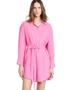 Velvet By Graham & Spencer Womens Addison Cotton Poplin Button Up Casual Dress - Pink