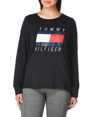 Tommy Hilfiger Long Sleeve Tee With Printed Flag - Gray