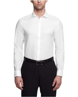 Calvin Klein Non Iron Slim Fit Herringbone French Cuff Dress Shirt - White