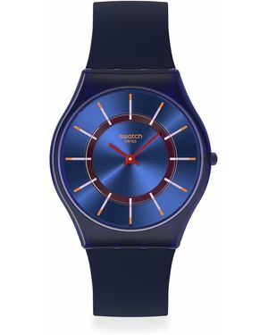 Swatch Skin Classic Biosourced Watch Casual Plastic Blue Quartz Waterproof Very Jazzy Berry