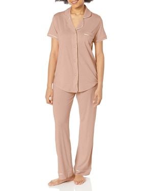 Cosabella Plus Size Bella Short Sleeve Top & Pant Pajama Set - Natural