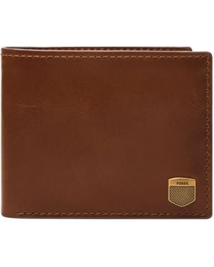Fossil Logo Crest Bifold Flip Id Wallet - Brown