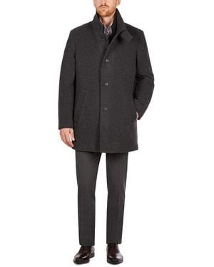 Calvin Klein 's Modern Style Overcoat With Cold Weather Features Charcoal - Black