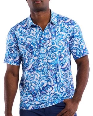 Robert Graham S Jerrold Short Sleeve Knit Polo Shirt - Blue