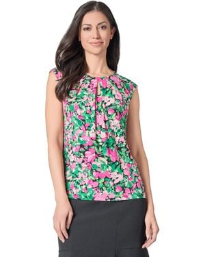 Kasper Printed Ity Extended Shoulder Keyhole Ca - Multicolor