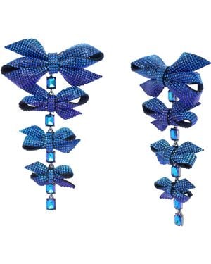 Betsey Johnson Pavé Bow Linear Earrings - Blue
