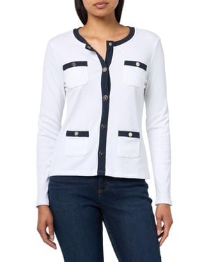 Tommy Hilfiger Sportswear Solid Ribbed Cardigan Top - White