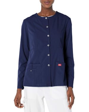 Dickies Xtreme Stretch Women Warm Up Scrubs Jacket Snap Front 82310 - Blue