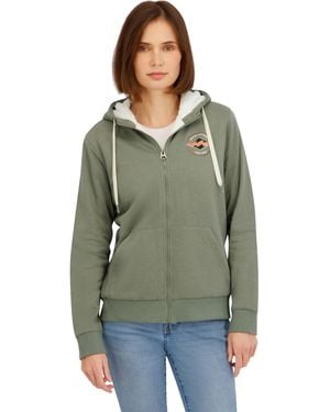 Billabong Ladies Full Zip Sherpa Lined Hoodie Jacket - Green