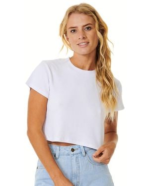 Rip Curl Classic Ribbed Cropped Tee Shirt - White