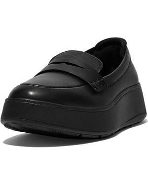 Fitflop Flatform Leather Penny Loafer Slip-Ons - Black