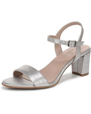 Naturalizer Bristol Heeled Sandal Soft Silver Metallic Linen 6 W - Natural