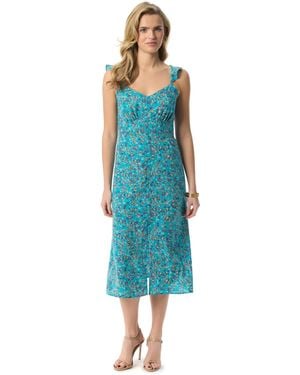 Jessica Simpson Sahira Fitted Maxi Dress With Front Slit Standard - Blue