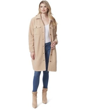 Jessica Simpson Romi Long Shirt-jacket With Button Front And 4 Pockets Standard - Natural