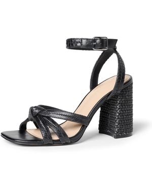 The Drop Renalda Woven Chunky Heel Sandal - Black